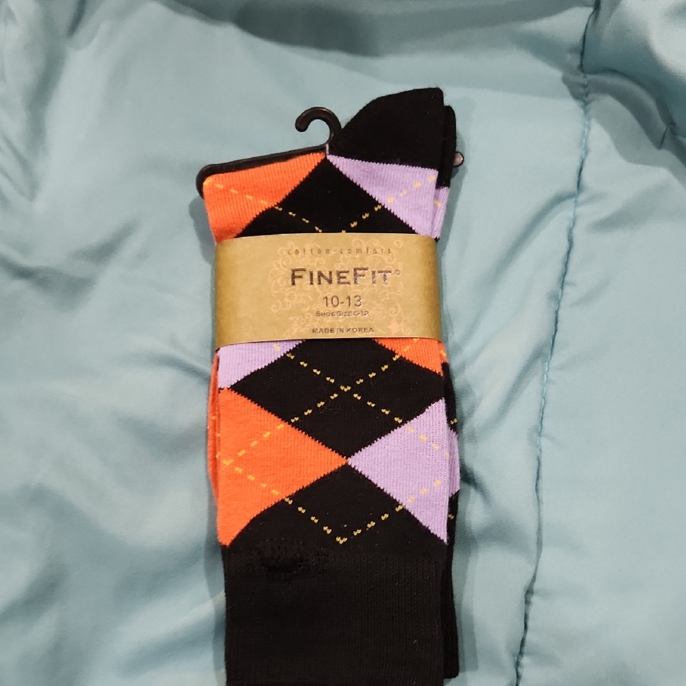 Cotton Trouser Socks - Orange, Black, and Purple